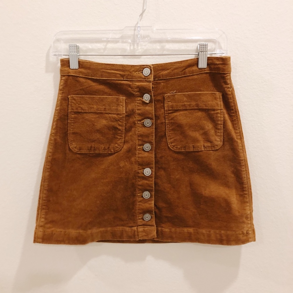 Brandy Melville Burnt Orange Suede Button-up Skirt